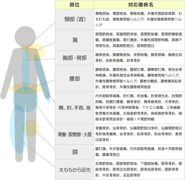 傷病一覧 北浦和西口整骨院 交通事故むち打ち専門治療院