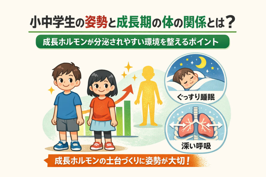 小中学生の姿勢と成長期の体の関係をイラストで解説|成長ホルモンが分泌されやすい環境と姿勢の考え方
